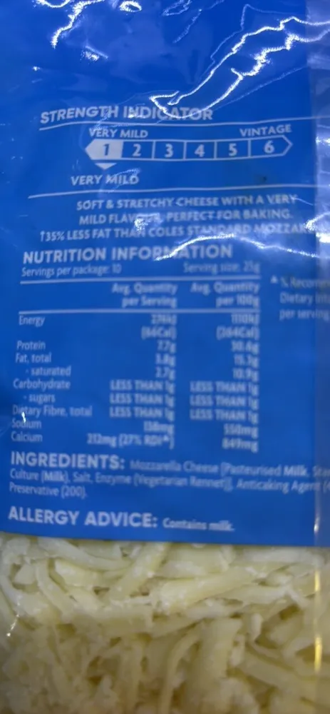 Light Mozzarella Shredded Cheese