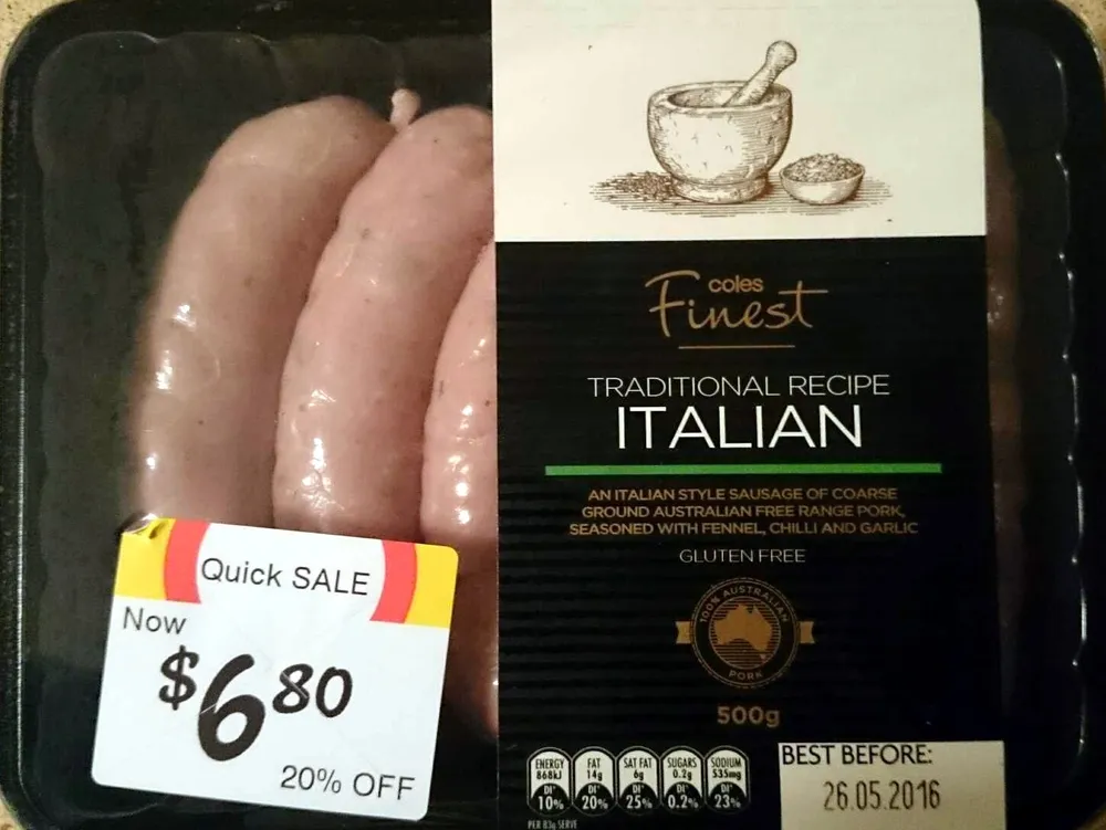 Australian Pork Italian Style Sausages Gluten Free