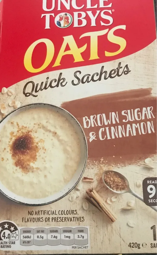 Uncle Tobys Oats Quick Sachets Brown Sugar & Cinnamon