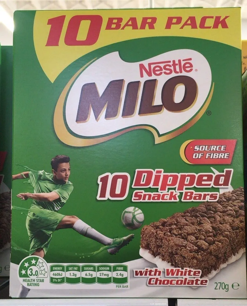 MILO Dipped Snack Bars with White Choc