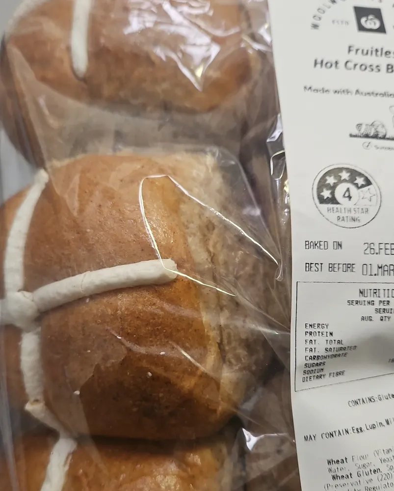 Fruitless Hot Cross Bun 6pk