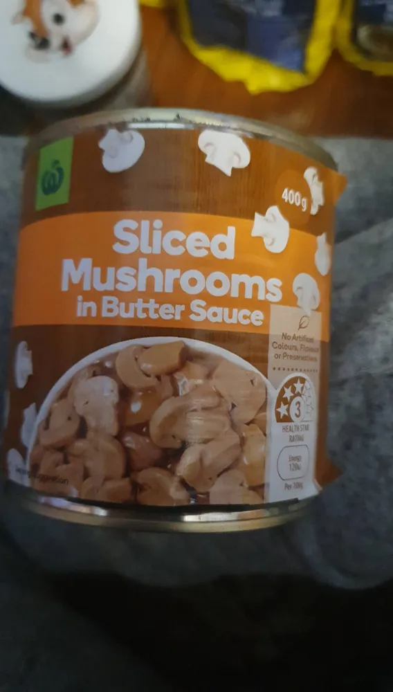 Sliced mushrooms in butter sauce