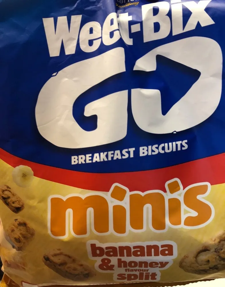 Weet-bix go minis banana & honey flavour split