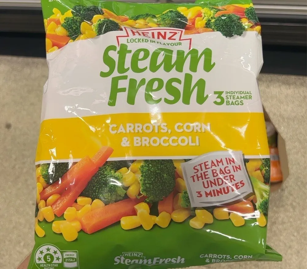Steam Fresh Carrots corn and broccoli