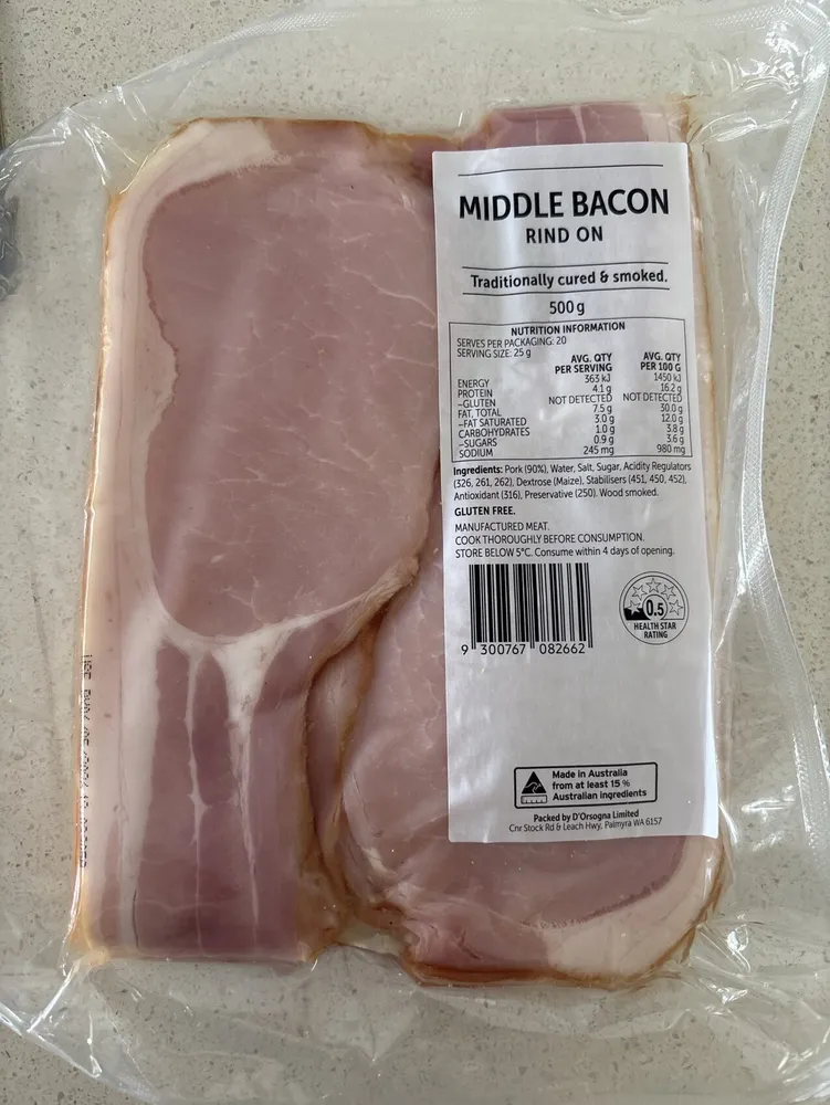 Middle Bacon Rind On