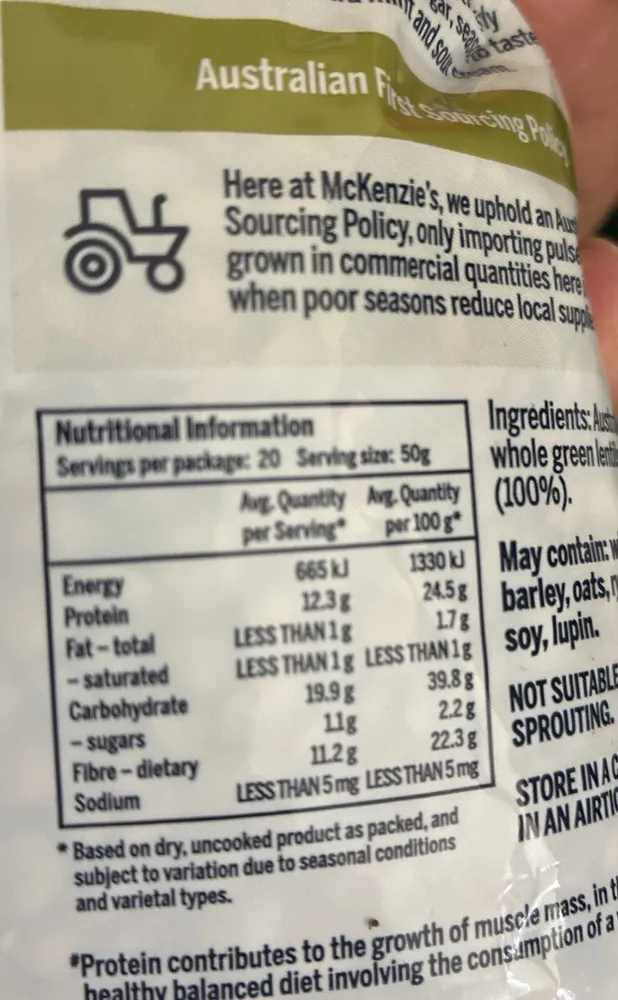 Australian Whole Green Lentils