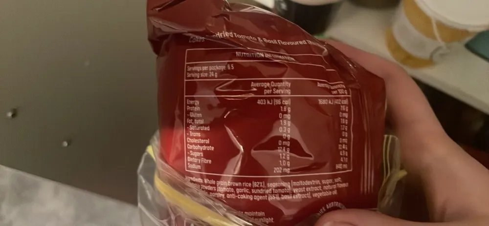 Thin Sundried Tomato & Basil Flavoured Rice Cakes