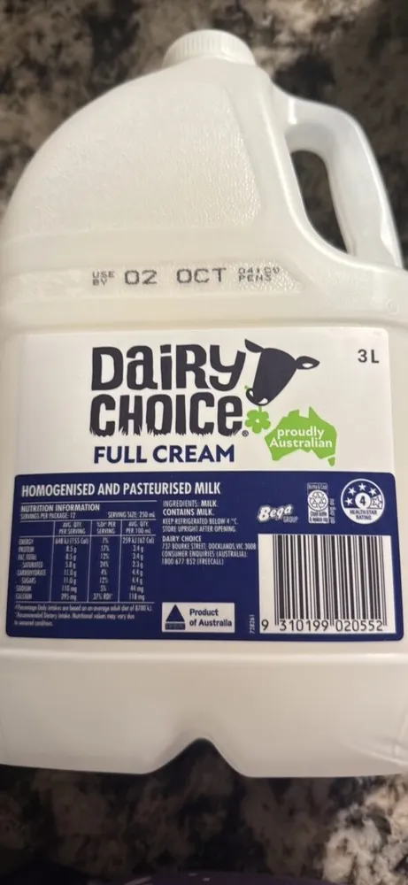 Full Cream Homogenised and Pasteurised Milk