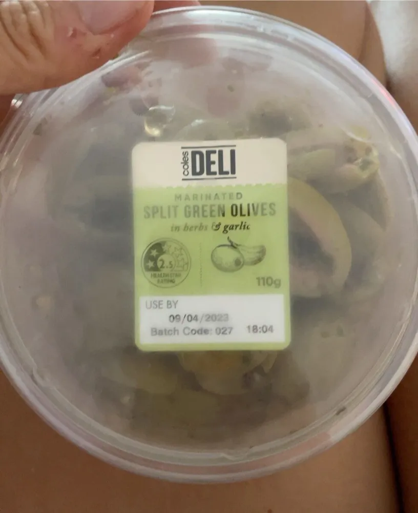Split green olives