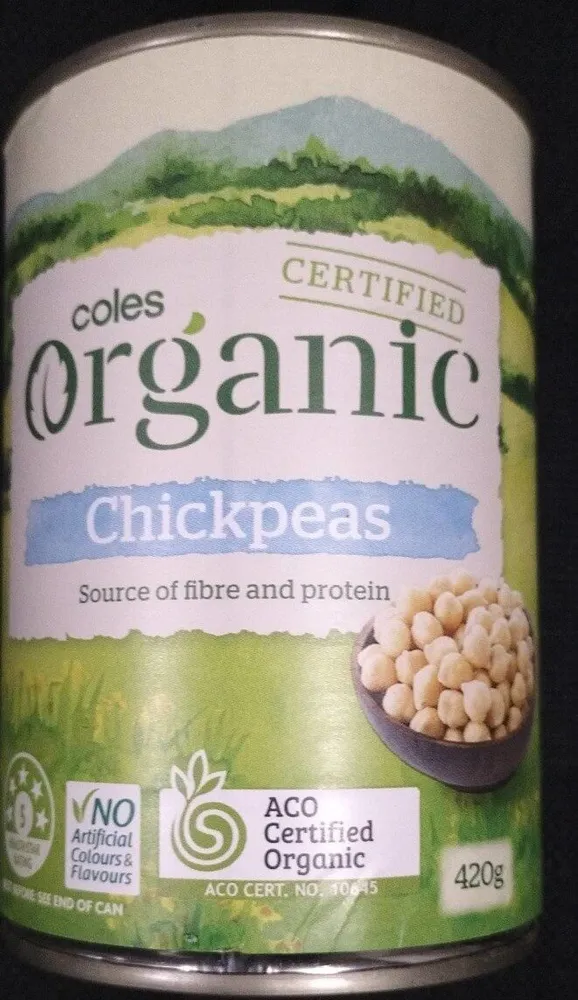 Coles organic chickpeas