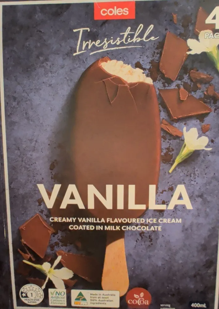 Vanilla Ice Cream Coated In Milk Chocolate