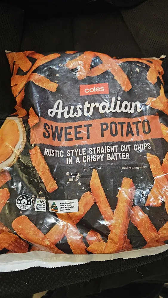 Australian Sweet Potato Rustic Style Straight Cut Chips in a Crispy Batter