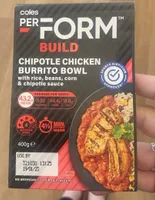 CHIPOTLE CHICKEN BURRITO BOWL with rice, beans, corn & chipotle sauce