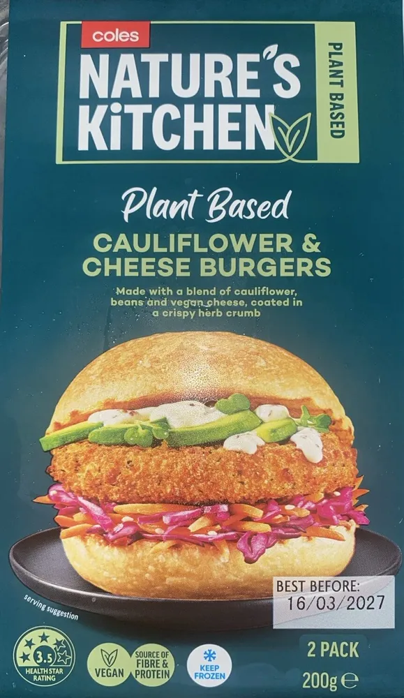 Plant Based Cauliflower & Cheese Burgers