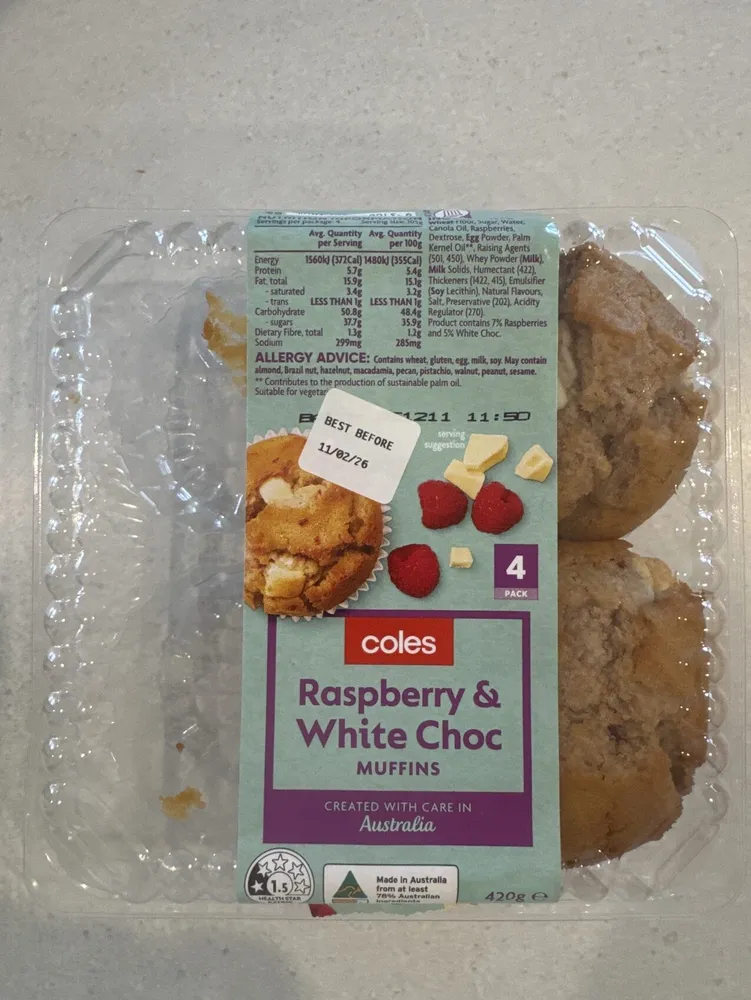 Raspberry & White Choc Muffins