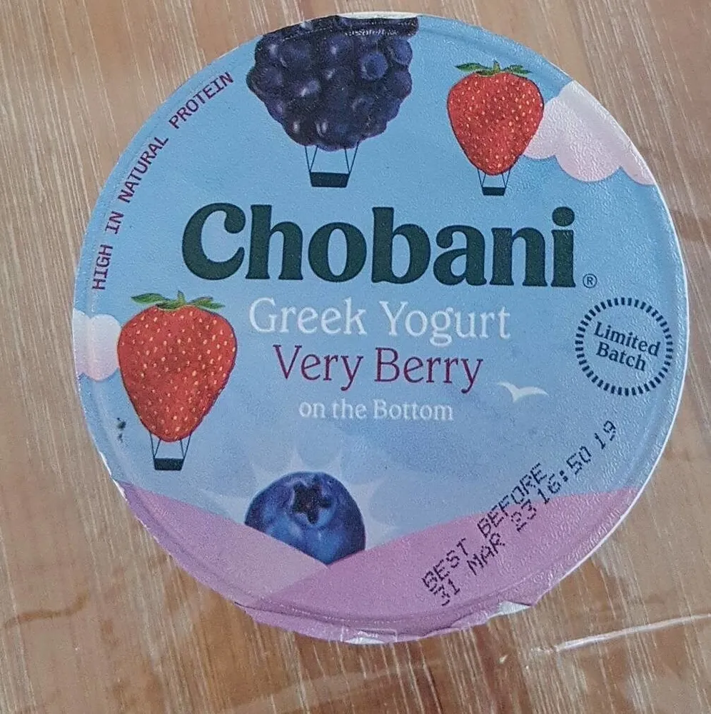 Chobani Greek yogurt very Berry on the bottom