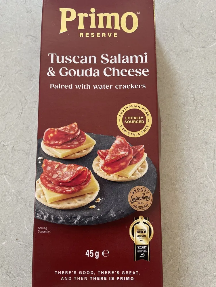 Tuscan Salami & Gouda Cheese Paired with water crackers