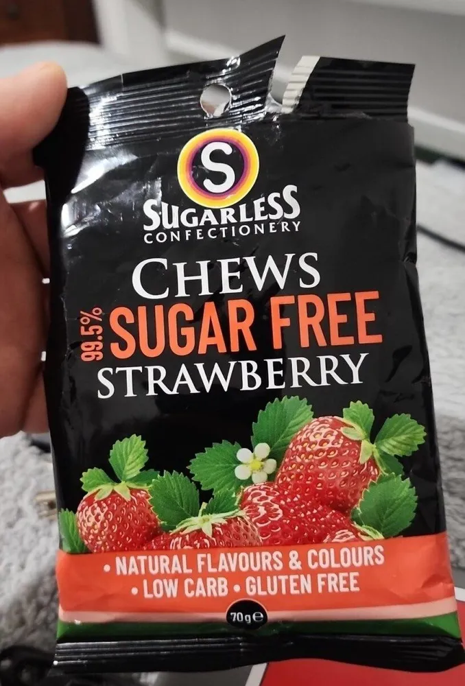 Chews sugar free strawberries