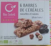 6 Barres de Céréales noisettes et raisins