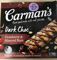 Carman's Dark Choc cranberry & Almond Bars