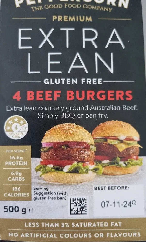 Extra Lean Beef Burgers