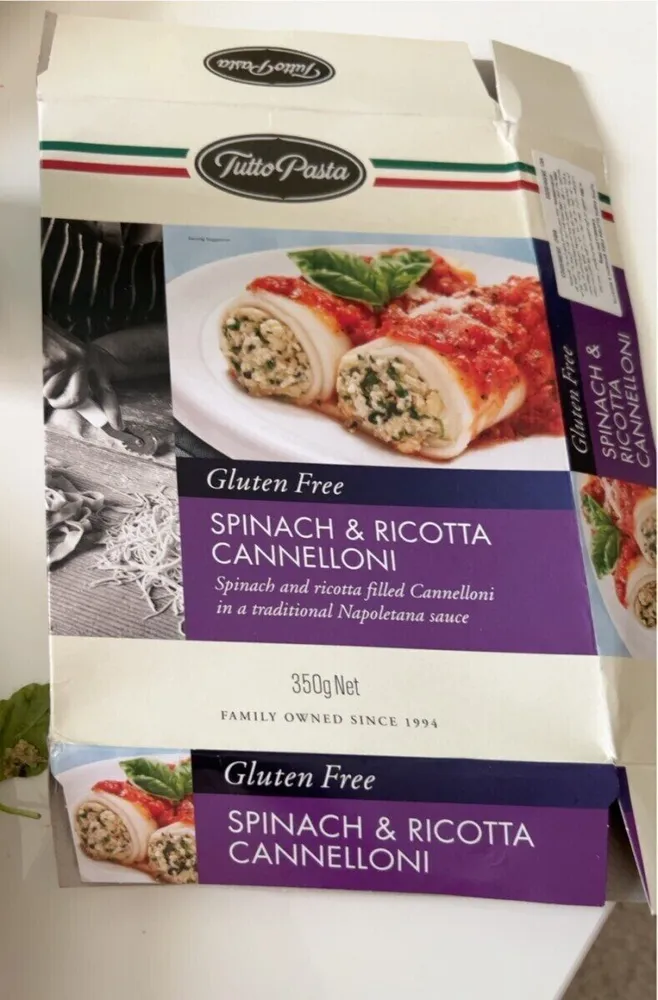 Spinach ricotta cannelloni