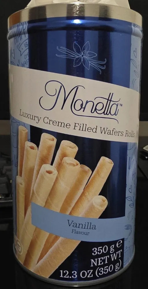 Monetta Vanilla Flavour Luxury Creme Filled Wafer Rolls (1 serve, 3 sticks)