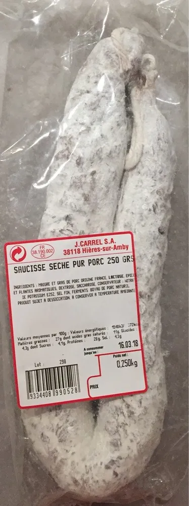 Saucisse seche pur porc
