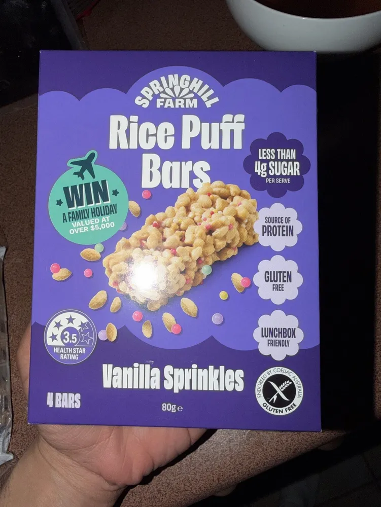 Rice Puff Bars Vanilla Sprinkles