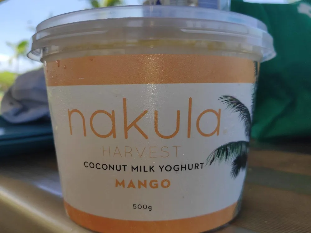 Coconut milk yoghurt mango