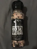Rock salt with organic whole black pepper