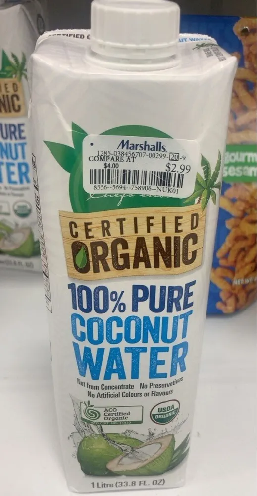 Certified Organic 100% coconut water