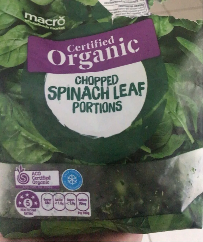 Organic Spinach Leaf Portions