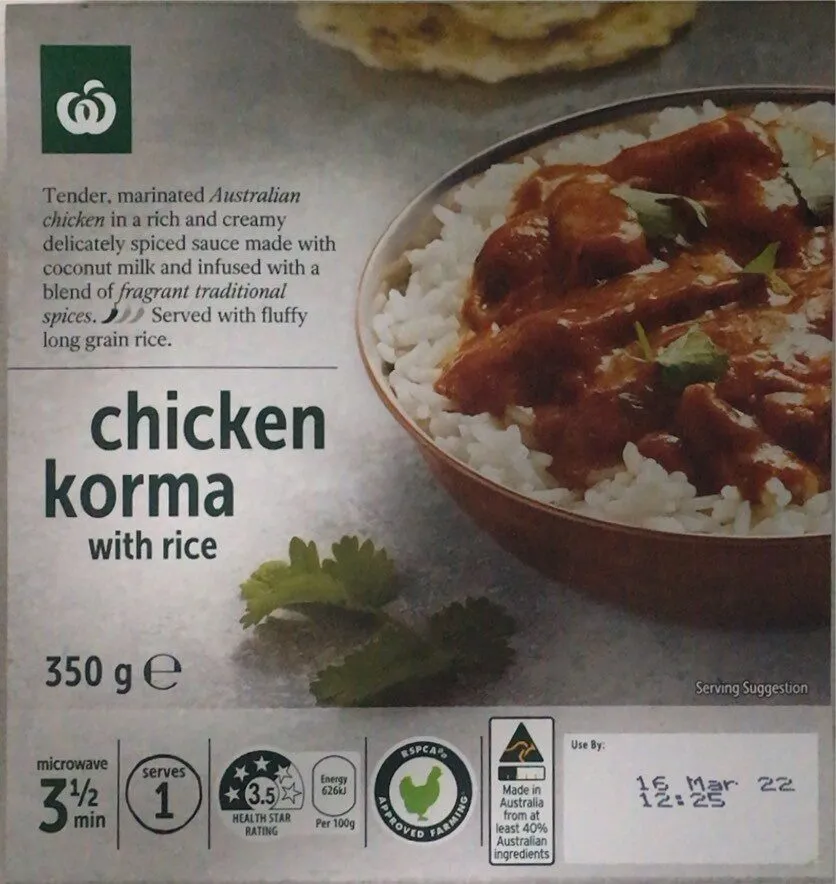 chicken korma with basmati rice