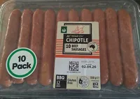 Thin Beef Chipotle Sausages