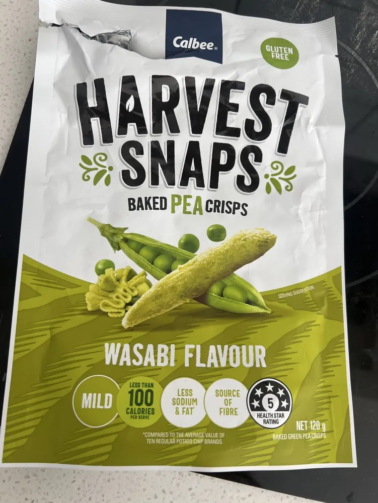 Harvest Snaps Baked Pea Crisps Wasabi Flavour