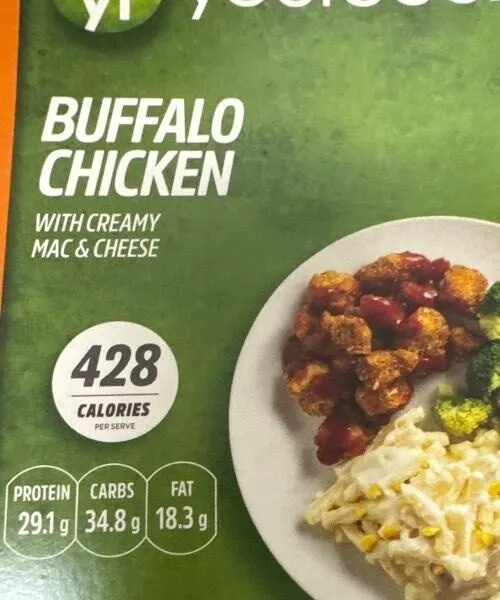 Buffalo Chicken with Creamy Mac & Cheese