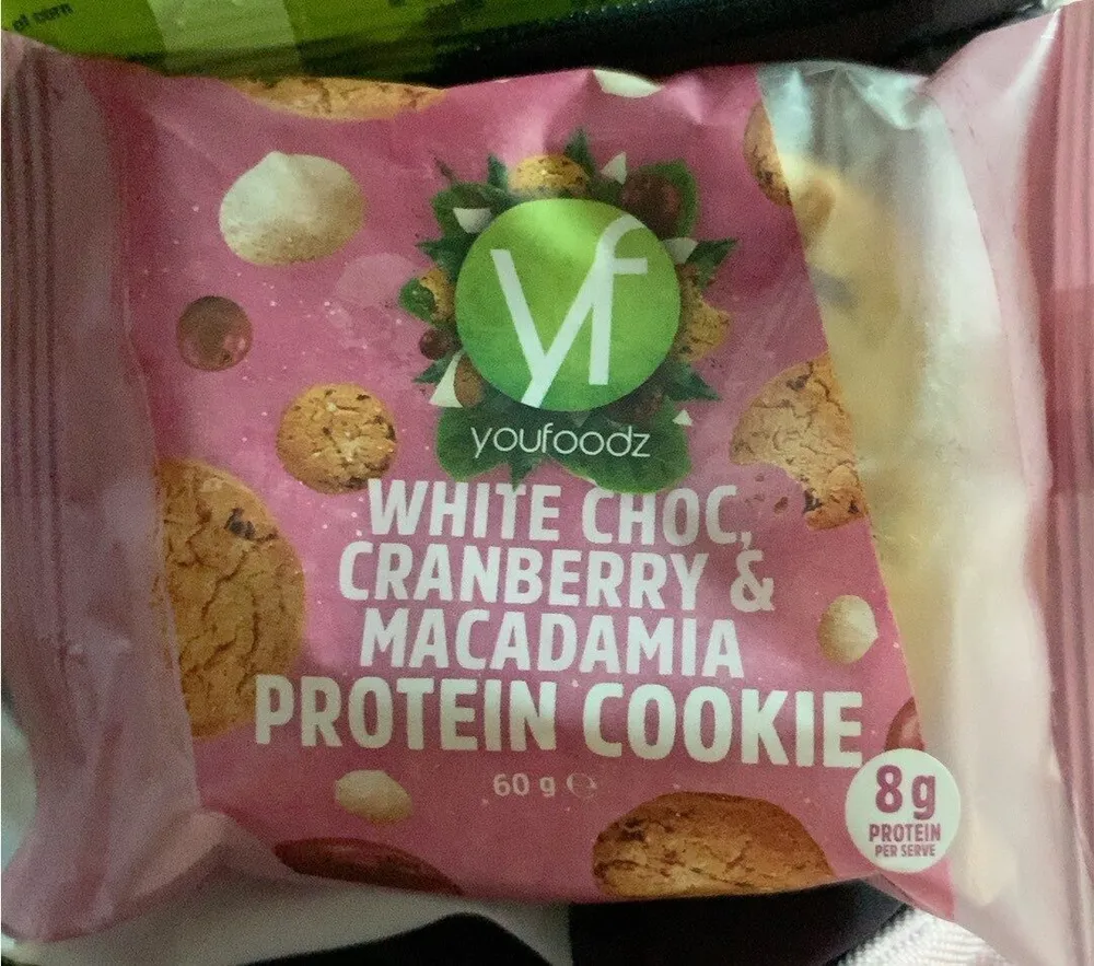 White Choc Cranberry & Macadamia Protein Cookie