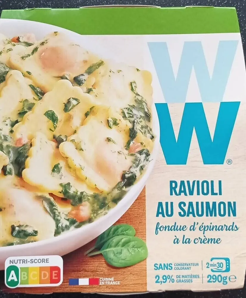 Ravioli au saumon fondue d'épinards