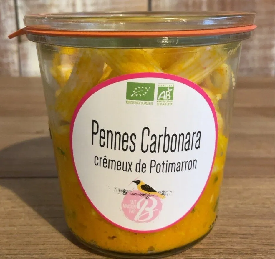 Pennes carbonara crémeux de potimarron