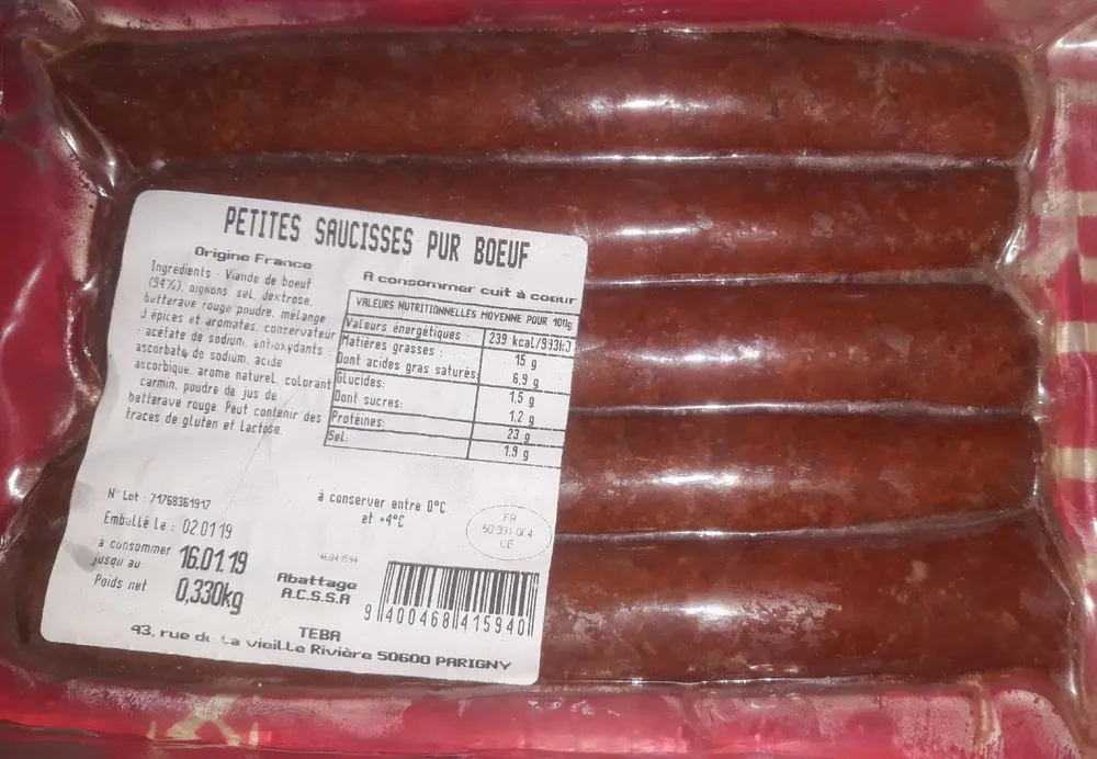 Petites saucisses pur boeuf