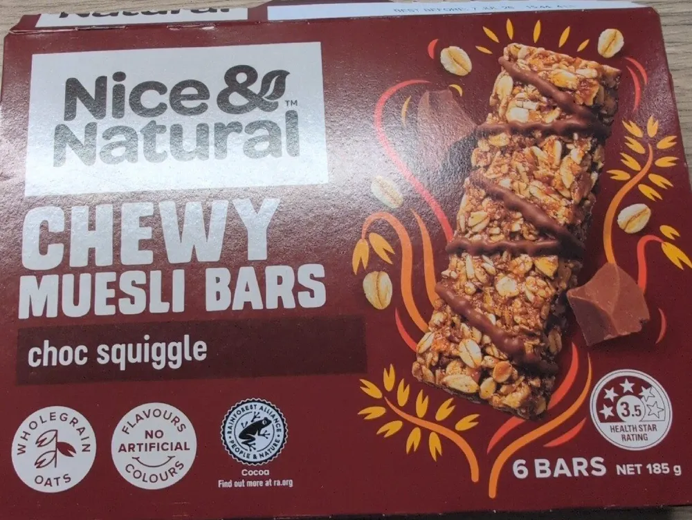 Nice & Natural Chewy Museli Bars Choc Squiggle