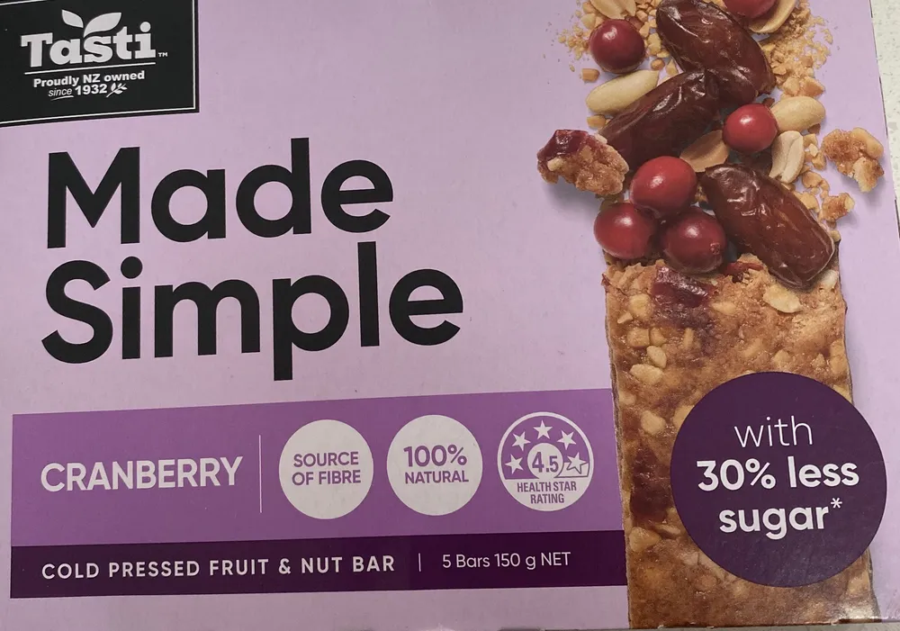 Made Simple Cranberry Cold Pressed Fruit & Nut Bar