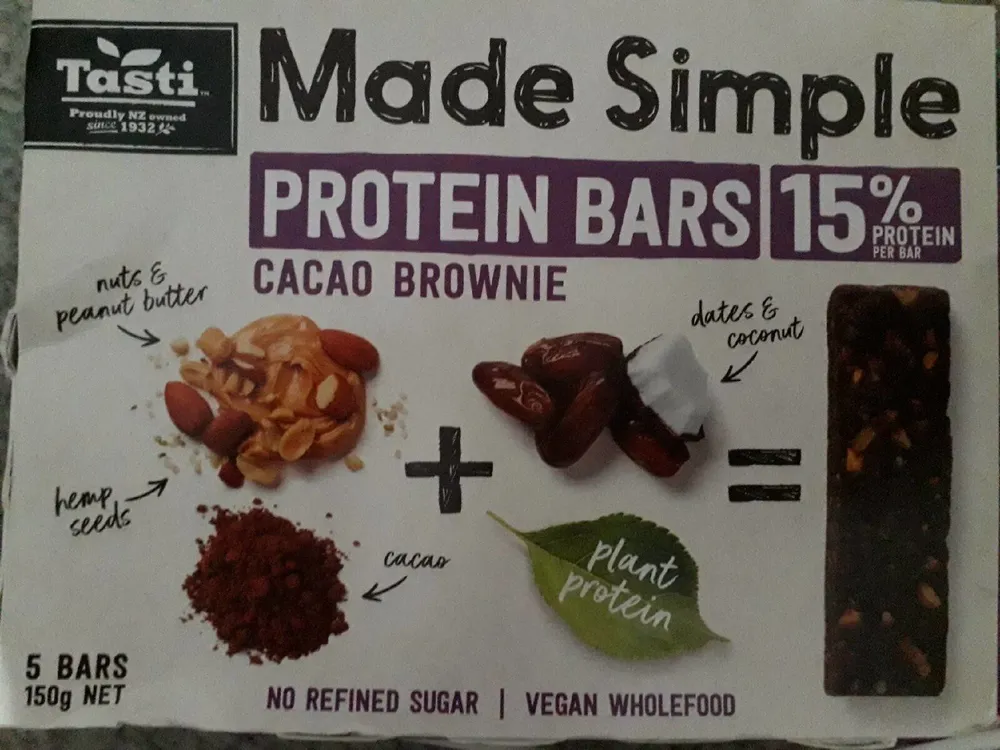 Made simple protein bars cacao brownie