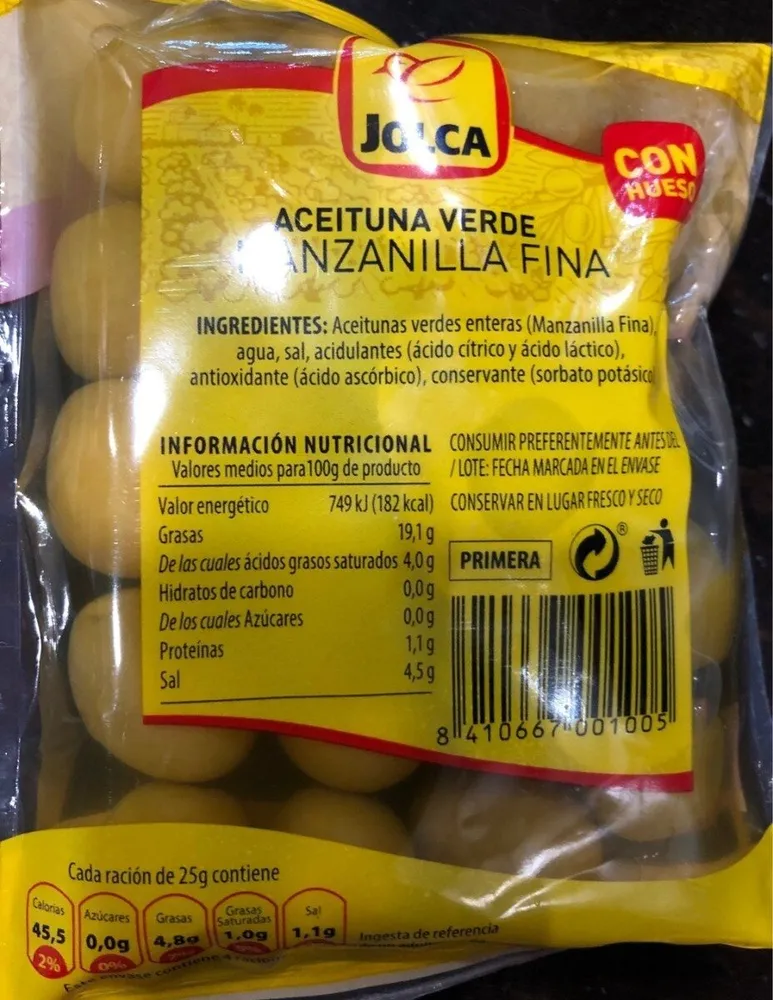 Aceituna verde, manzanilla fina