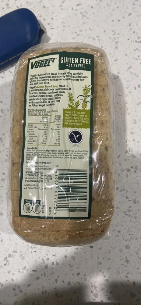 Vogels Gluten Free Sliced Bread 6 Seed