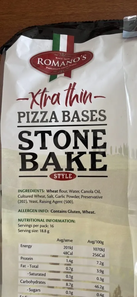 Xtra thin Pizza Bases Stone Bake Style