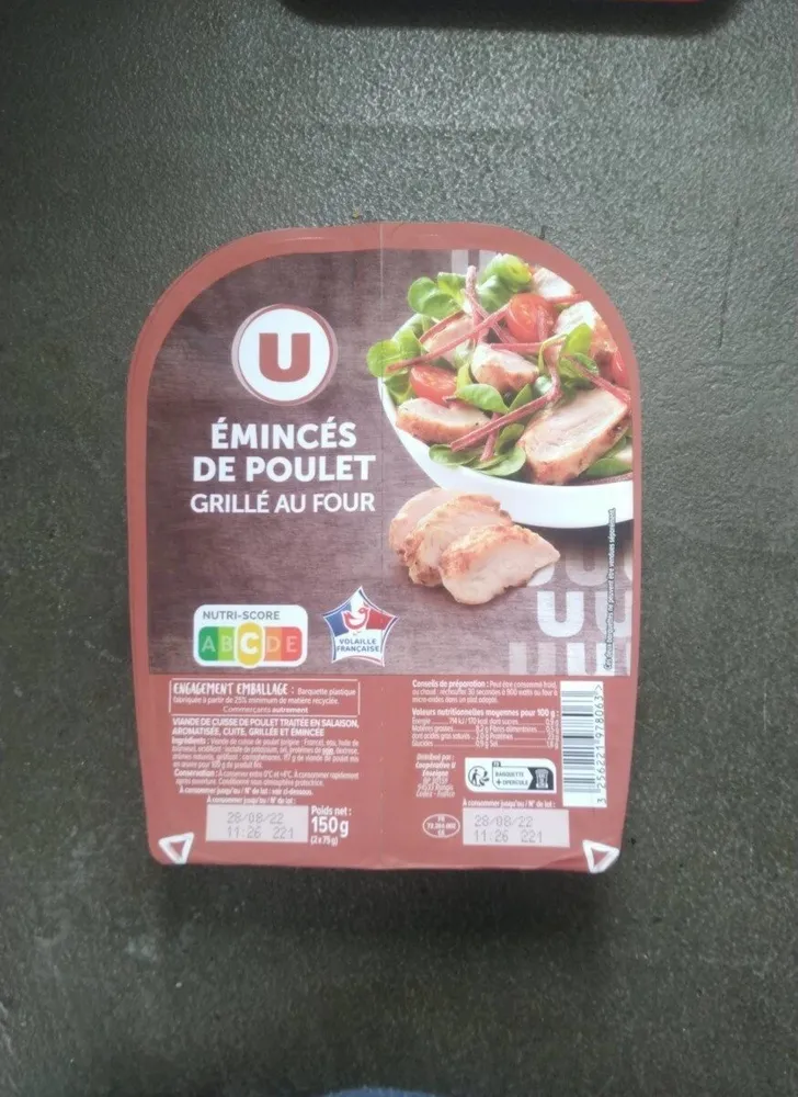 Émincés de poulet grillé au four