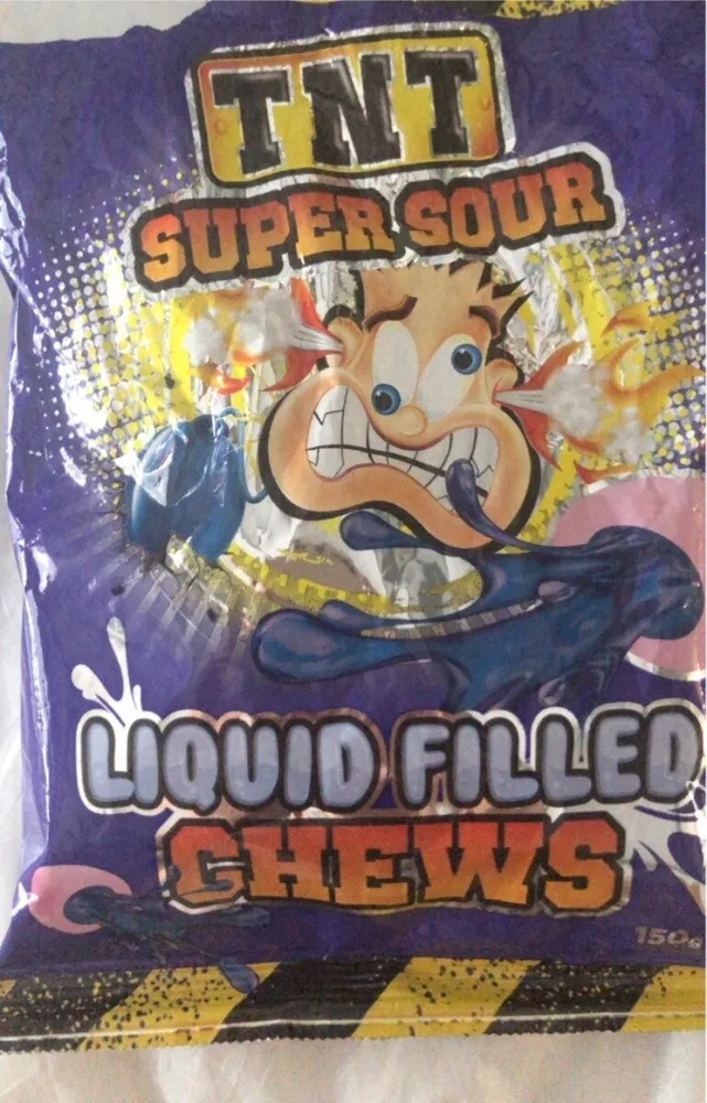 Super sour liquid filled chews