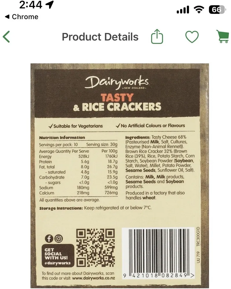 Natural Cheese & Rice Crackers
